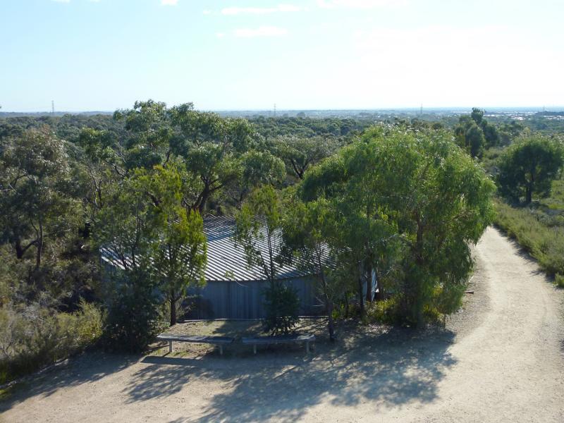 Cranbourne - Royal Botanic Gardens Cranbourne, Ballarto Road - North-westerly view from Trig Point Lookout towards water tank