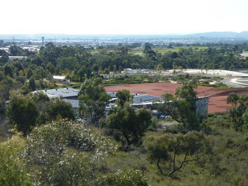 Cranbourne - Royal Botanic Gardens Cranbourne, Ballarto Road: Northerly view from Trig Point Lookout towards Australian Garden