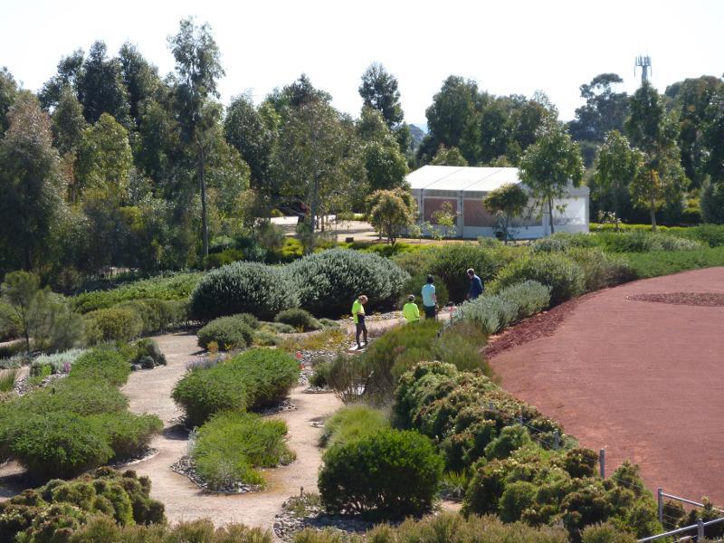 Cranbourne - Australian Garden at Royal Botanic Gardens Cranbourne: View from visitor centre towards Dry River Bed