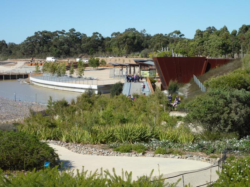 Cranbourne - Australian Garden at Royal Botanic Gardens Cranbourne: View east along Serpentine Path towards Waterhole Bridge
