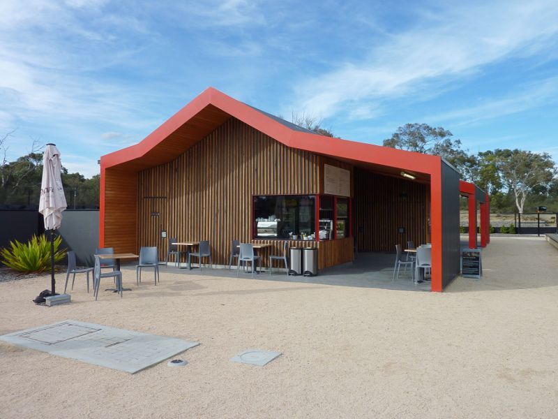 Cranbourne - Australian Garden at Royal Botanic Gardens Cranbourne: Kiosk at northern end of gardens