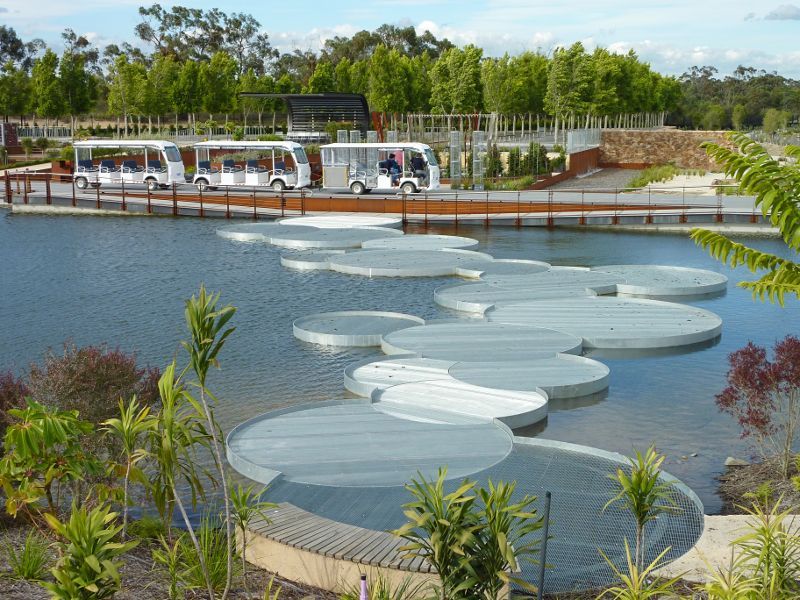 Cranbourne - Australian Garden at Royal Botanic Gardens Cranbourne: Lily Pad Bridge over Ian Potter Lake