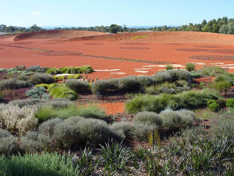Cranbourne - Australian Garden at Royal Botanic Gardens Cranbourne - North-easterly view across Red Sand Garden from Dry River Bed
