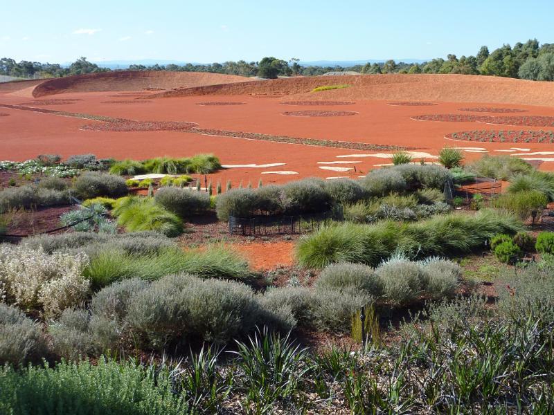 Cranbourne - Australian Garden at Royal Botanic Gardens Cranbourne: North-easterly view across Red Sand Garden from Dry River Bed