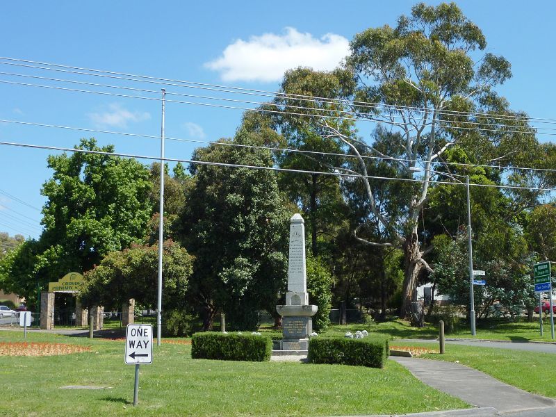 Croydon - Anzac Square, Wicklow Avenue at Croydon Road: View north across square towards Croydon Primary School