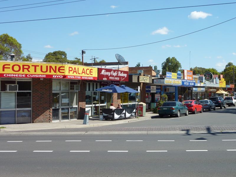 Croydon - Around Croydon: Shops along The Mall viewed from Eastfield Rd