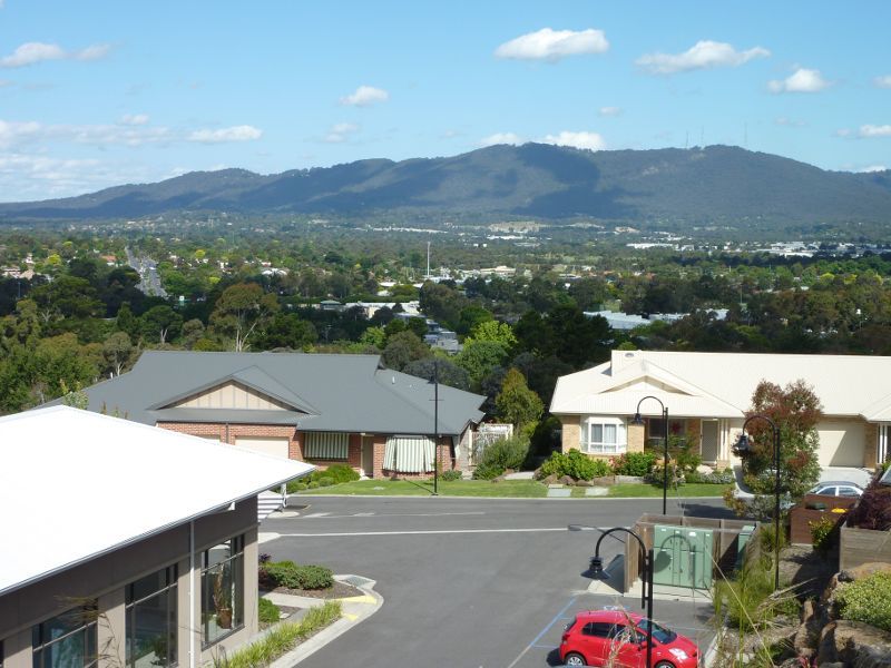 Croydon - Monastery Hill off Wicklow Avenue: South-easterly view over Mingarra Retirement Village towards Mt Dandenong