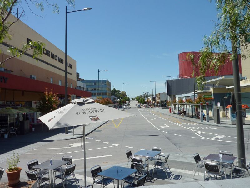 Dandenong - Walker Street and Langhorne Street: View south-east along Langhorne St at Dandenong Hub Arcade towards Walker St
