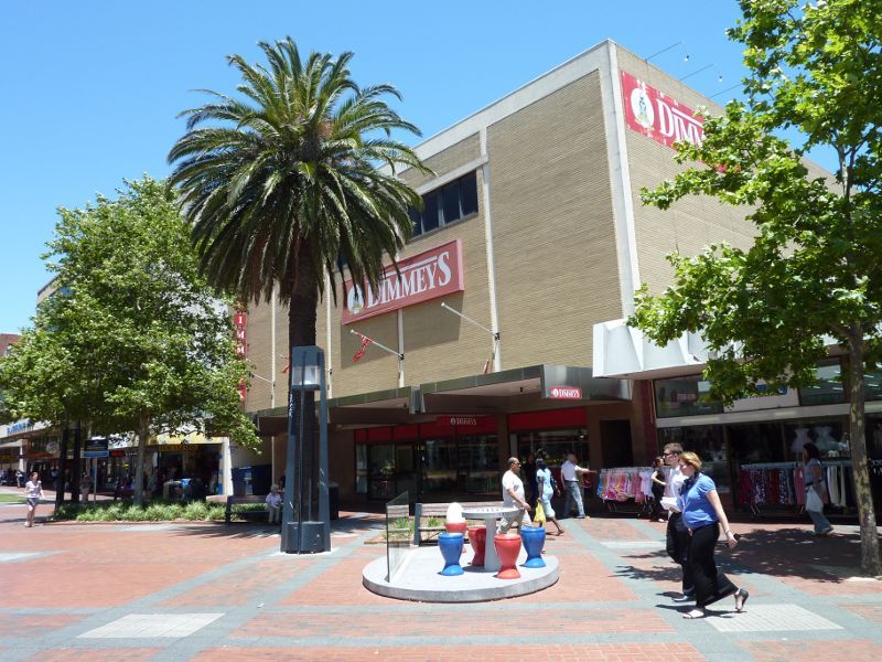 Dandenong - Palm Plaza Mall and McCrae Street: View south-east along Palm Plaza towards Dimmeys