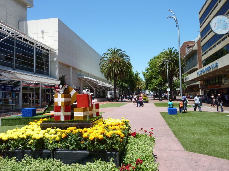 Dandenong - Palm Plaza Mall and McCrae Street: South-easterly view through Palm Plaza