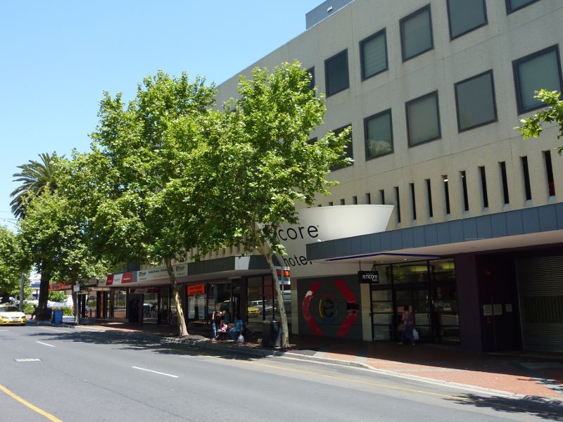 Dandenong - Palm Plaza Mall and McCrae Street: View south-east along McCrae St towards Encore Hotel