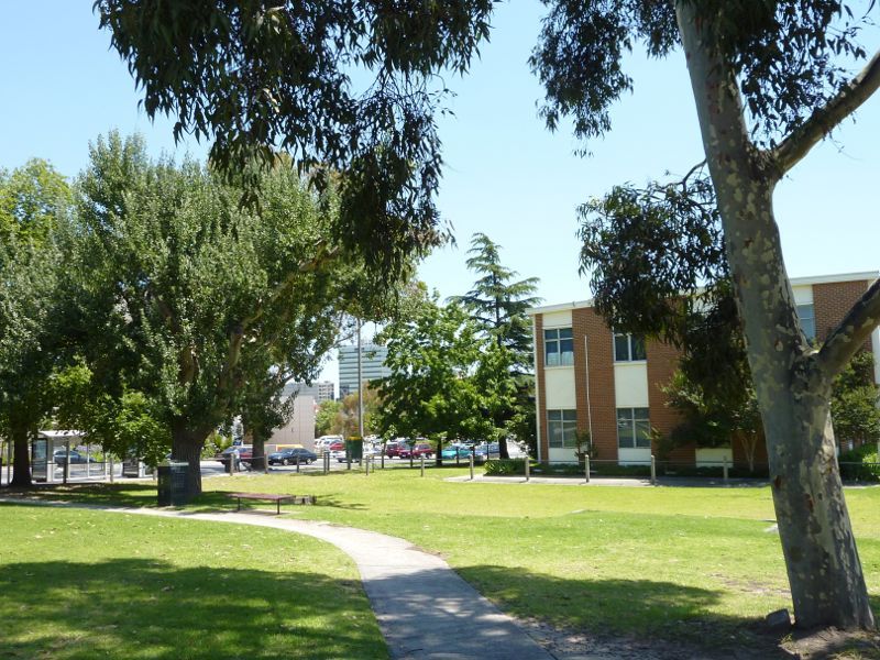 Dandenong - City of Greater Dandenong council offices and library, Clow Street: Gardens at office at corner of Clow St and Stuart St