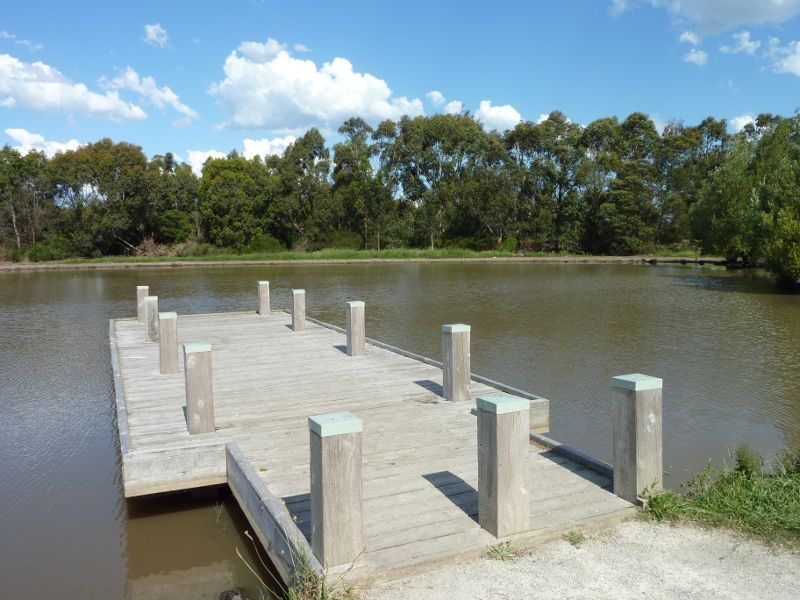 Dandenong - Tirhatuan Park, off Outlook Drive: Jetty at northern lake
