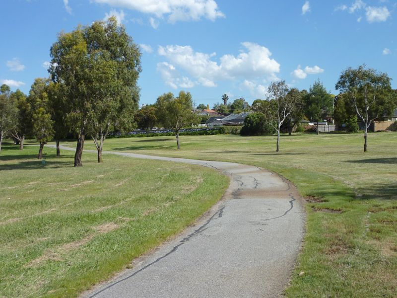 Dandenong - Tirhatuan Park, off Outlook Drive: Pathway along west side of southern lake