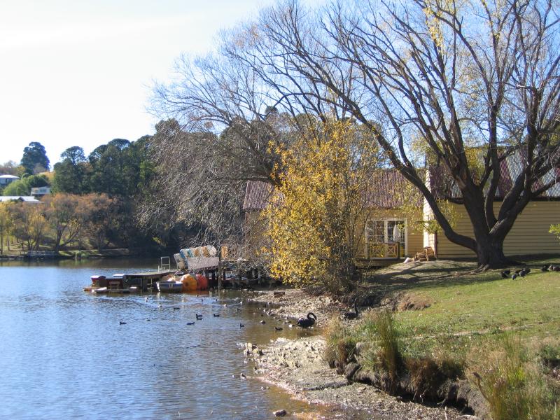 Daylesford - Lake Daylesford: View along lake towards boat house