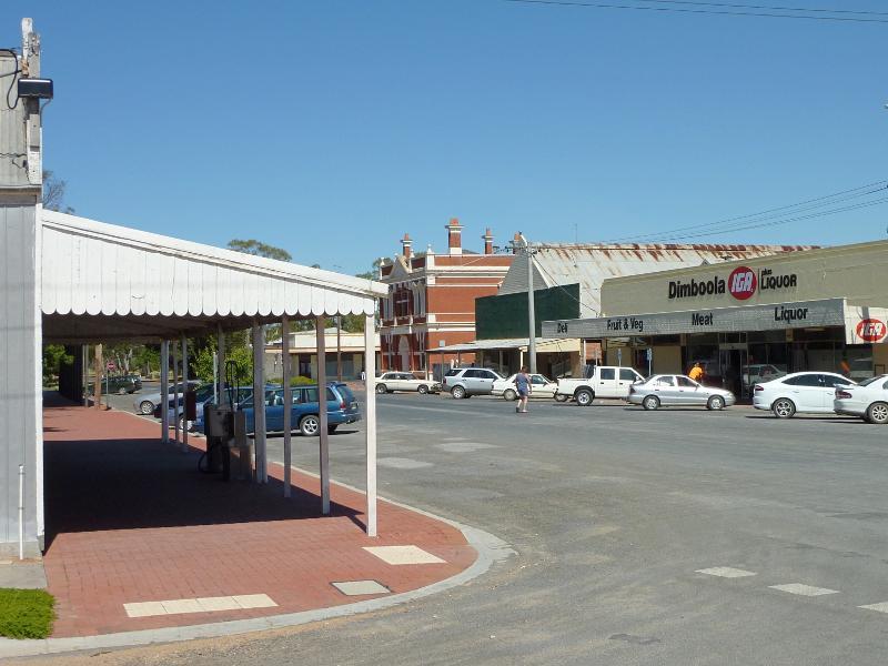 Dimboola - Shops bounded by Lloyd Street, Lochiel Street, Victoria Street and Wimmera Street - View south-west along Lochiel St at Victoria St