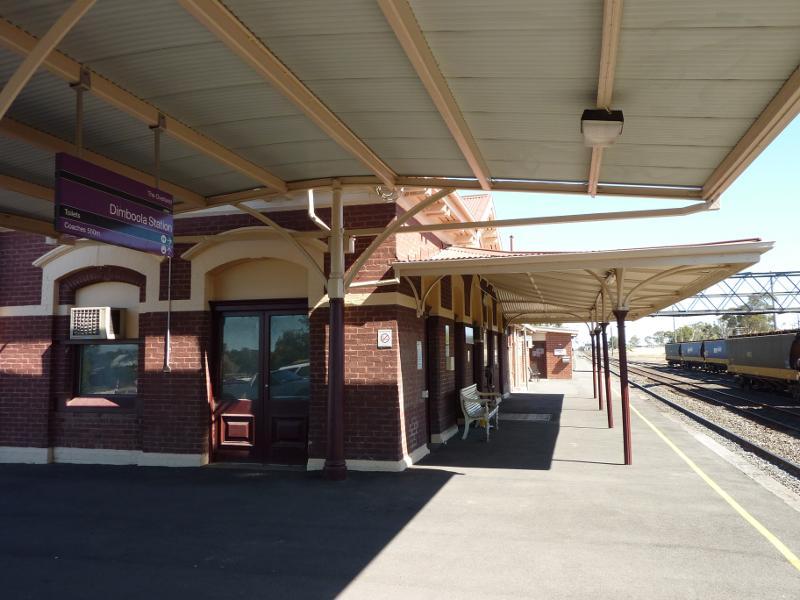 Dimboola - Railway station, Hindmarsh Street: View north-west along station platform
