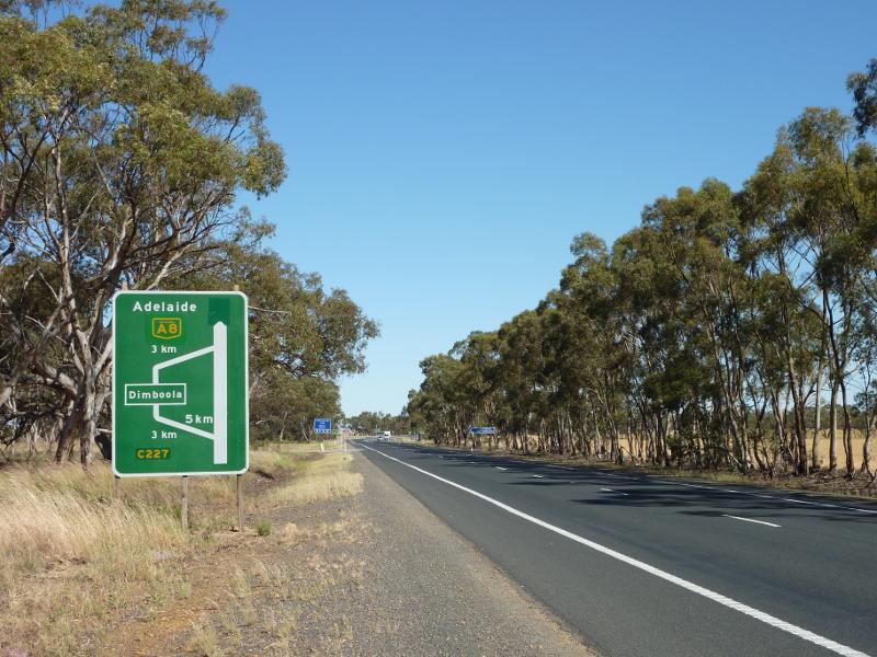 Dimboola - Western Highway, south-east of Dimboola - View north-west along Western Hwy approaching Horsham Rd