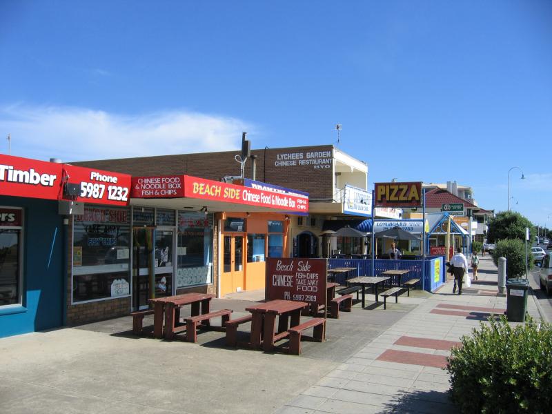 Dromana - Shops and commercial centre, Point Nepean Road: Restaurants, view south-west along Point Nepean Rd at Carrigg St