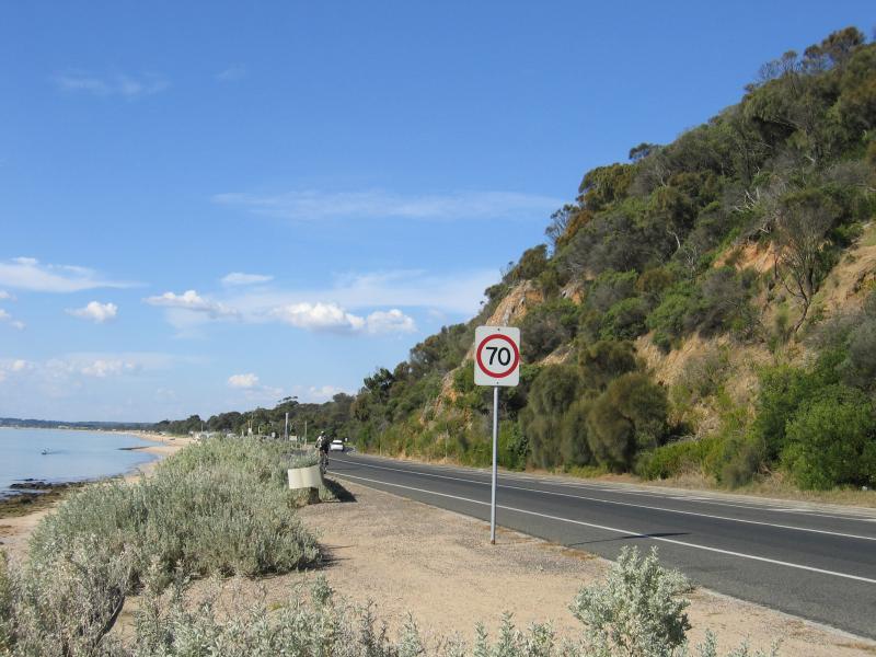 Dromana - Anthonys Nose and 'The Rocks', Point Nepean Road: View north-east along Point Nepean Rd at Anthonys Nose