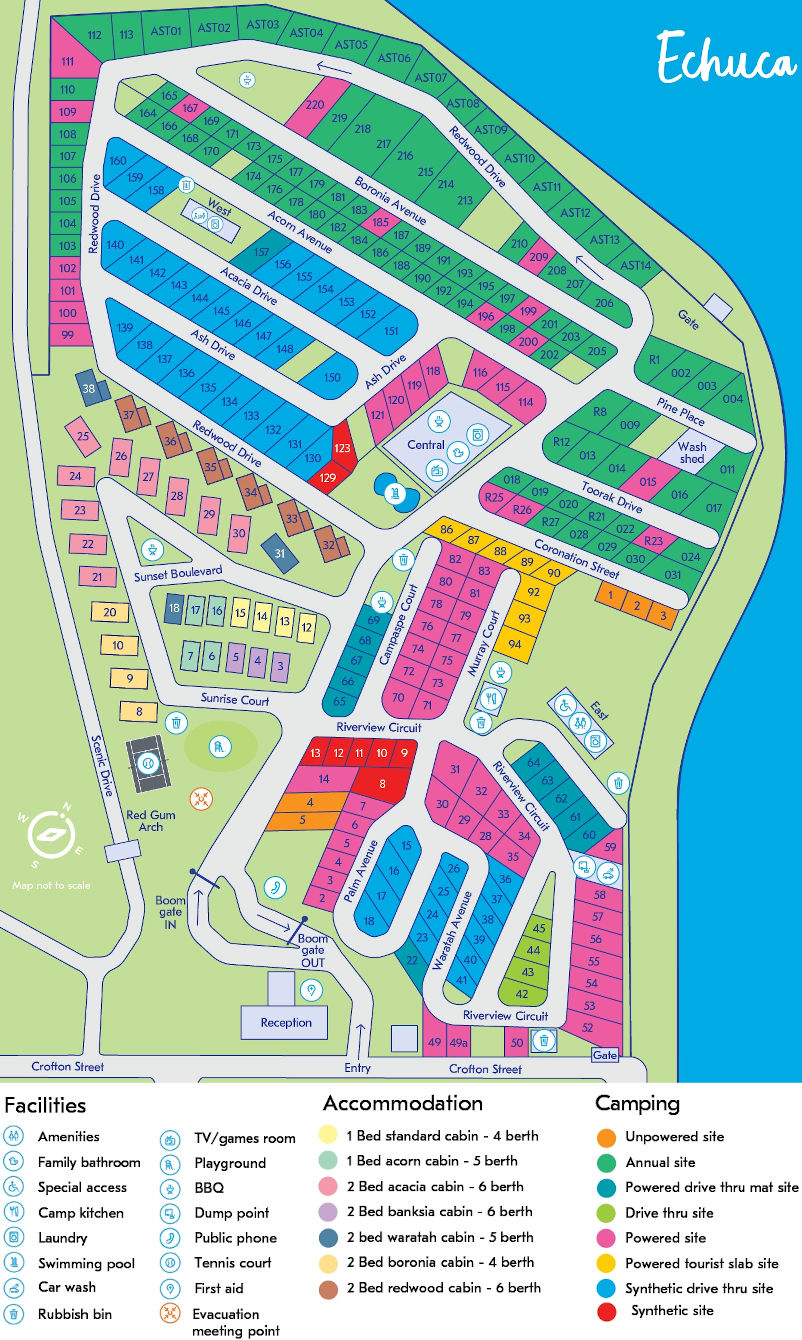 NRMA Echuca Holiday Park - Park map