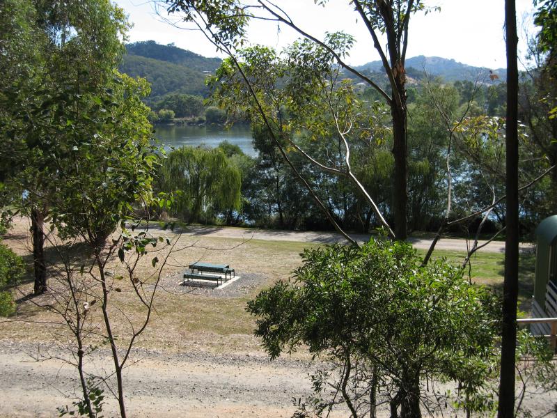 Eildon - Southern side of Goulburn River, 2 kilometres south-west of town centre: View north through picnic area towards river
