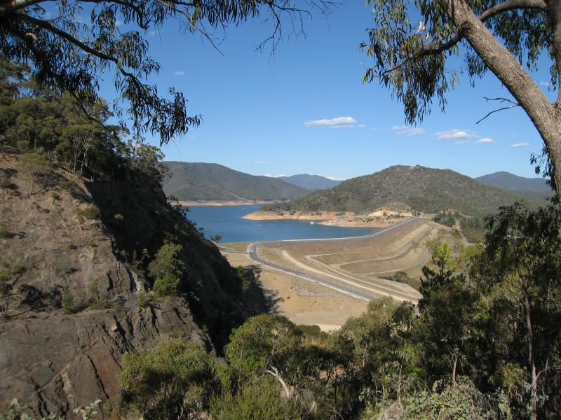 Eildon - Easts Lookout, Tank Hill Road: View south-east towards dam wall