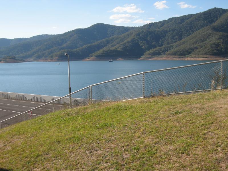 Eildon - Eastern end of Lake Eildon dam wall and lookout: View north-west from lookout towards Lake Eildon