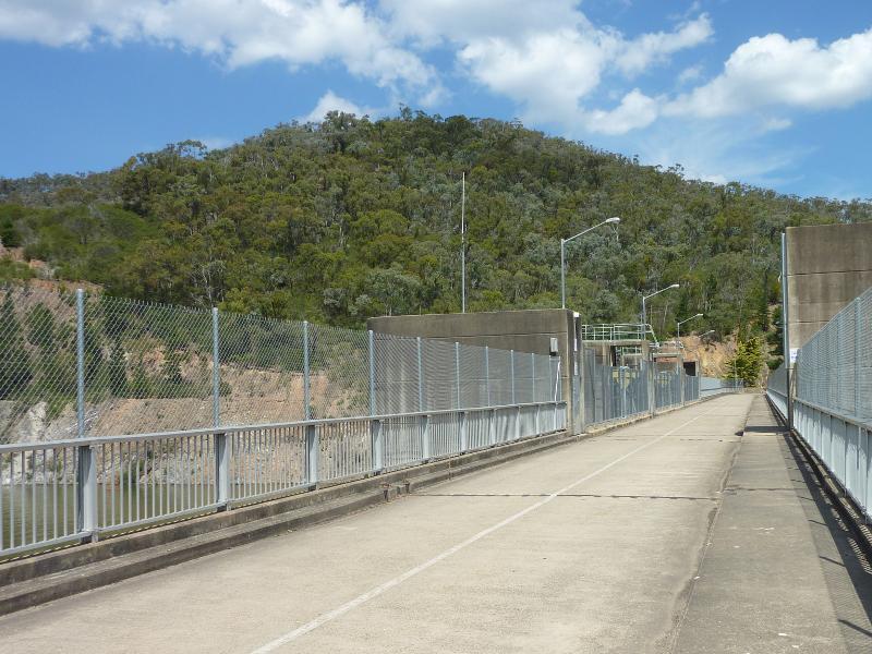 Eildon - Spillway, Embankment Road: View south-east along Embankment Rd over spillway
