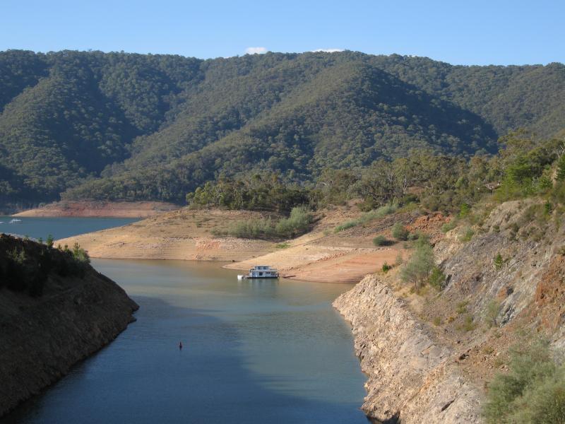 Eildon - Spillway, Embankment Road: View north-east from spillway towards Lake Eildon