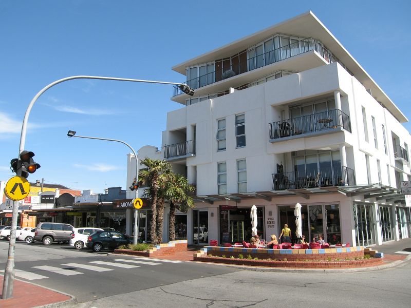 Elwood - Elwood Village, Ormond Road: Shops and apartments at corner of Ormond Rd and Docker St
