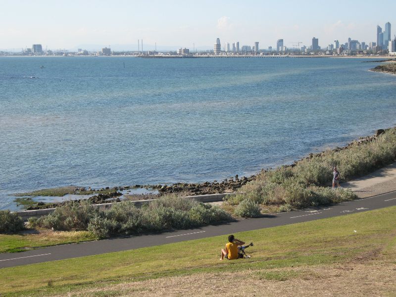Elwood - Point Ormond Reserve and lookout at Point Ormond Hill: North-westerly view from lookout across the bay