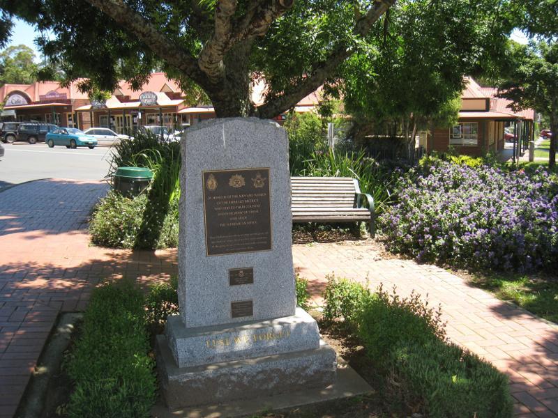 Emerald - Shops and commercial centre, Kilvington Drive: War memorial at south-eastern corner of Main St and Kilvington Dr