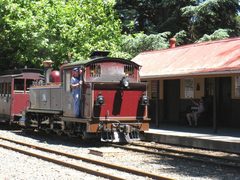 Emerald - Puffing Billy station in Emerald town centre: Puffing Billy arriving at station