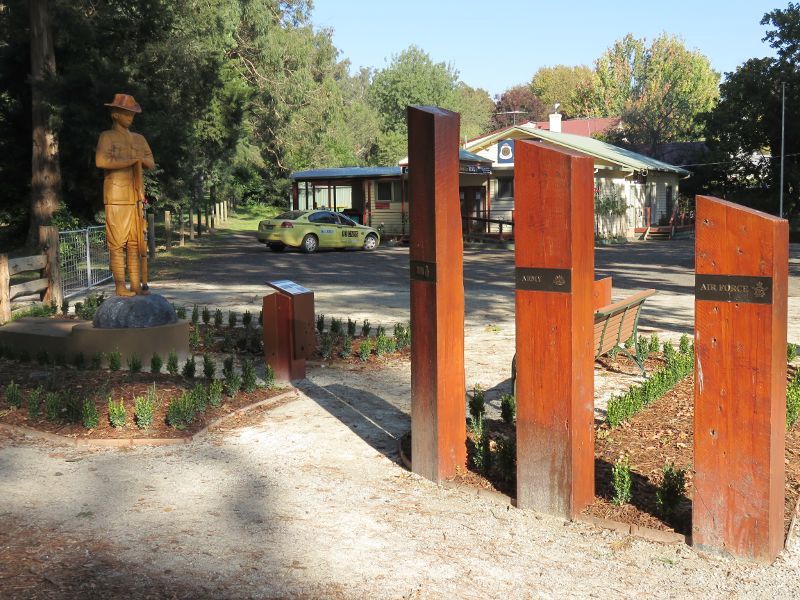 Emerald - Around Emerald: Unknown Soldier statue at Emerald RSL, Anzac Walk along Memorial Av