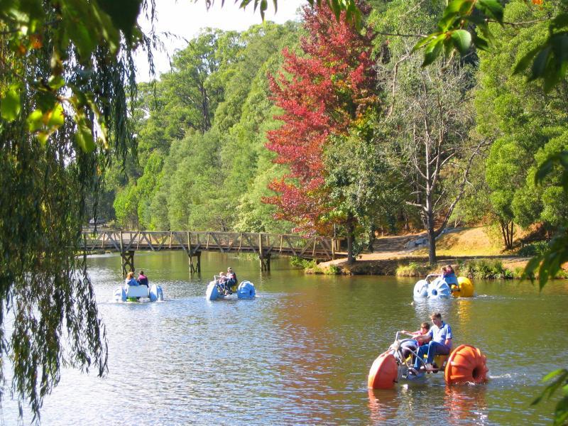Emerald - Emerald Lake Park: Water bikes on Lake Treganowan near footbridge