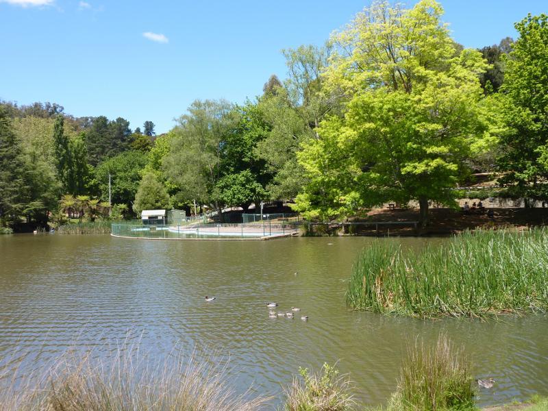 Emerald - Emerald Lake Park: View across Lake Treganowan towards wading pool