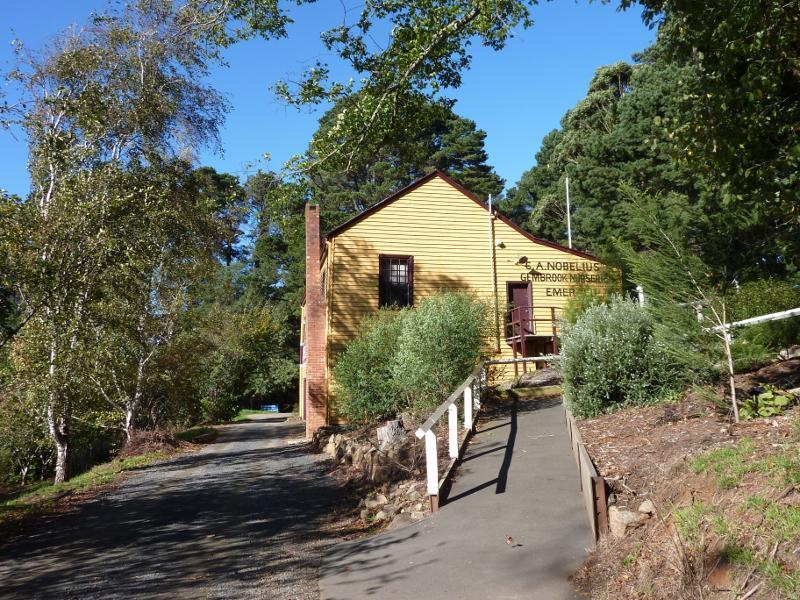Emerald - Emerald Lake Park: View east towards Nobelius Nurseries building (Nobelius Siding station)