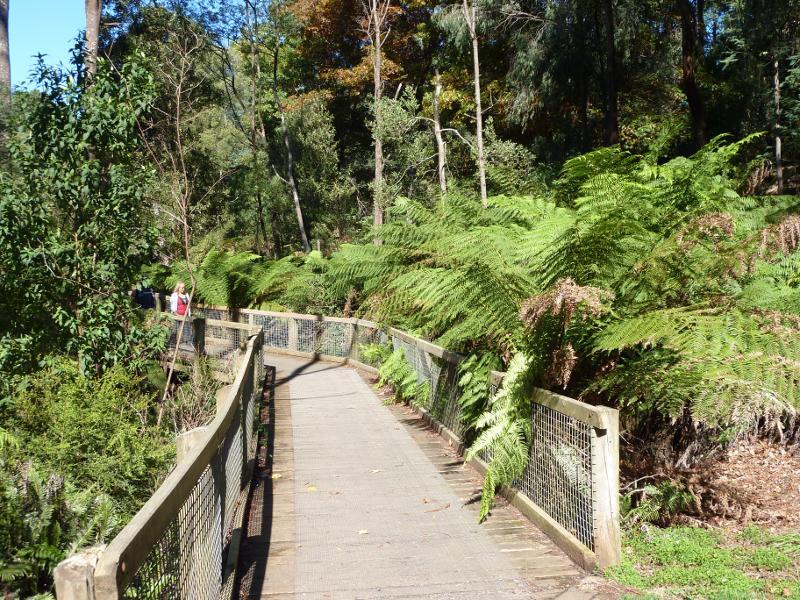 Emerald - Emerald Lake Park: Bridge at edge of Lake Nobelius