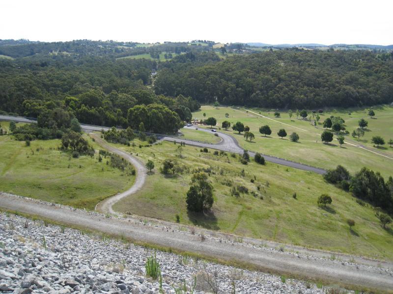 Emerald - Cardinia Reservoir Park: View west from dam wall towards Crystal Brook Picnic Area