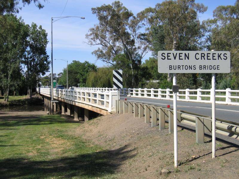 Euroa - Tarcombe Street around Seven Creeks: View north-east along Burtons Bridge across Seven Creeks