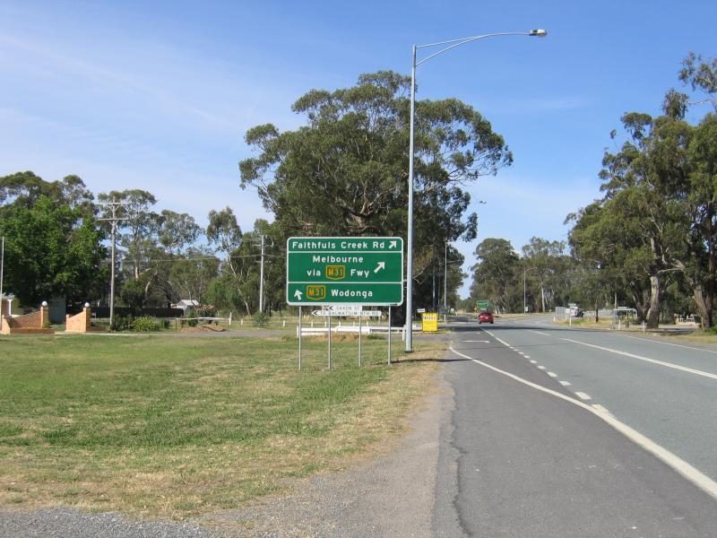 Euroa - Around Euroa and outskirts: View north-east along Euroa Main Road towards Saxon St