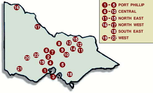 Map of wine regions in Victoria