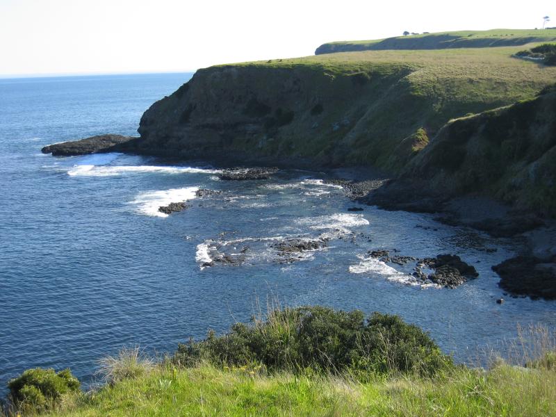 Flinders - The Blowhole (Blowhole Track): View west along coast from lookout at car park