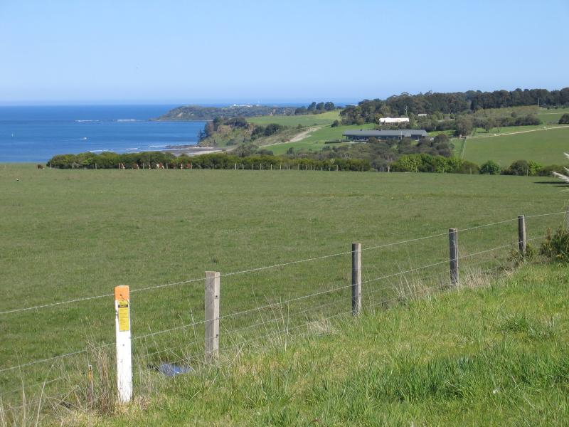 Flinders - Frankston-Flinders Rd near Tucks Rd at Shoreham: View south along coast towards Flinders and West Head
