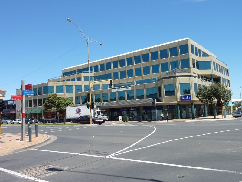 Frankston - Shops and commercial centre between Nepean Highway and Young Street: Landmark Centre, corner Nepean Hwy and Wells St