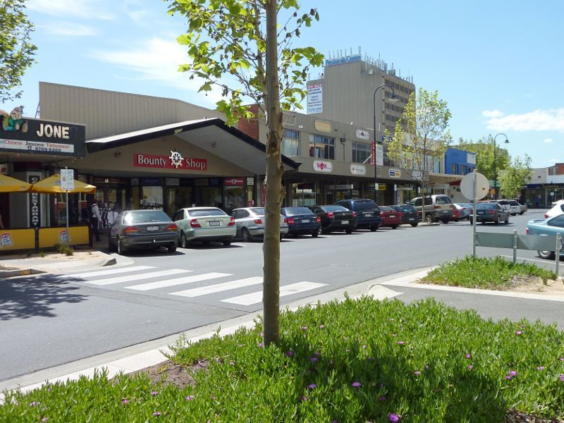 Frankston - Shops and commercial centre between Nepean Highway and Young Street: Shops along west side of Thompson St