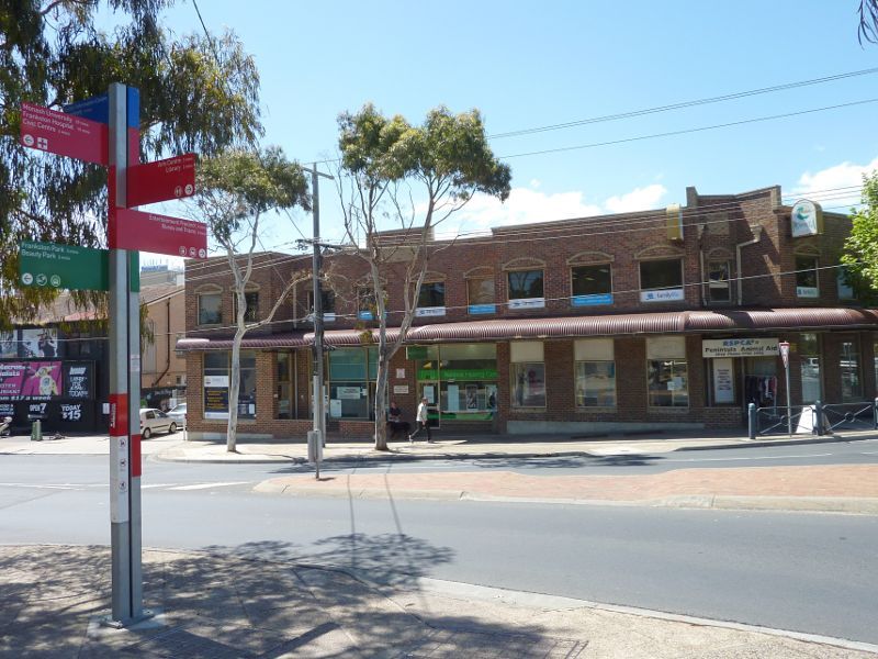 Frankston - Shops and commercial centre between Nepean Highway and Young Street: Corner of Playne St and Young St