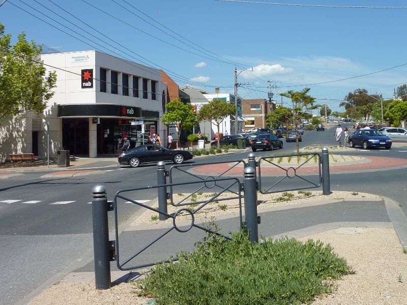Frankston - Shops and commercial centre between Nepean Highway and Young Street: View east along Playne St at Thompson St