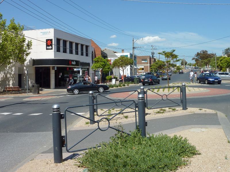 Frankston - Shops and commercial centre between Nepean Highway and Young Street - View east along Playne St at Thompson St